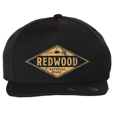 Redwood National Park Vintage Bear Retro Throwback Hike Wool Snapback Cap
