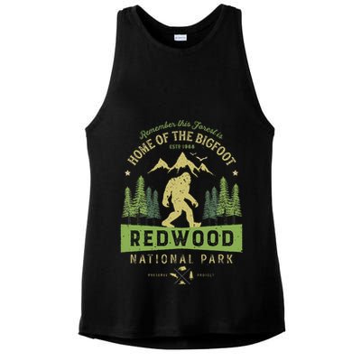 Redwood National Park Vintage California Bigfoot Ladies PosiCharge Tri-Blend Wicking Tank
