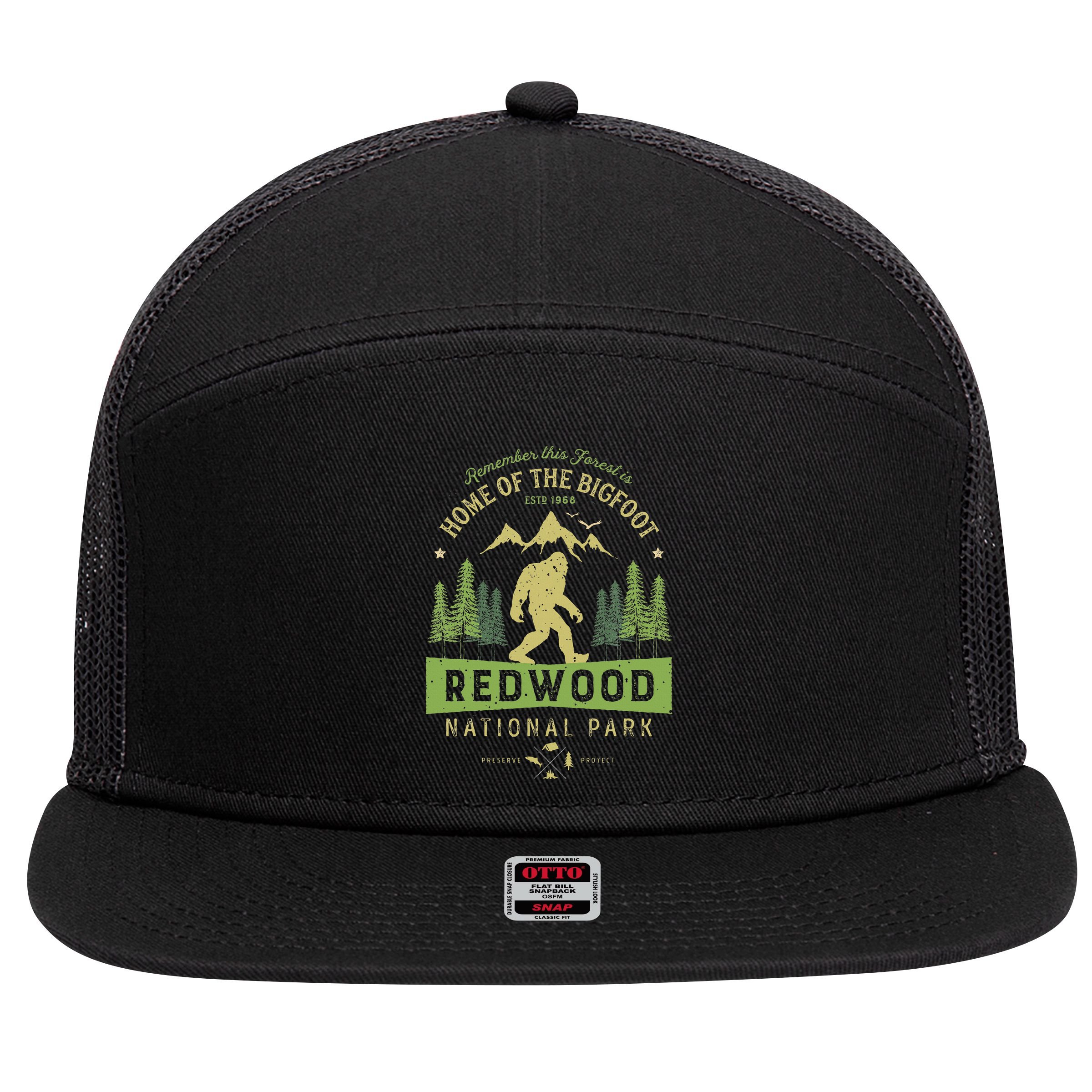 Redwood National Park Vintage California Bigfoot 7 Panel Mesh Trucker Snapback Hat