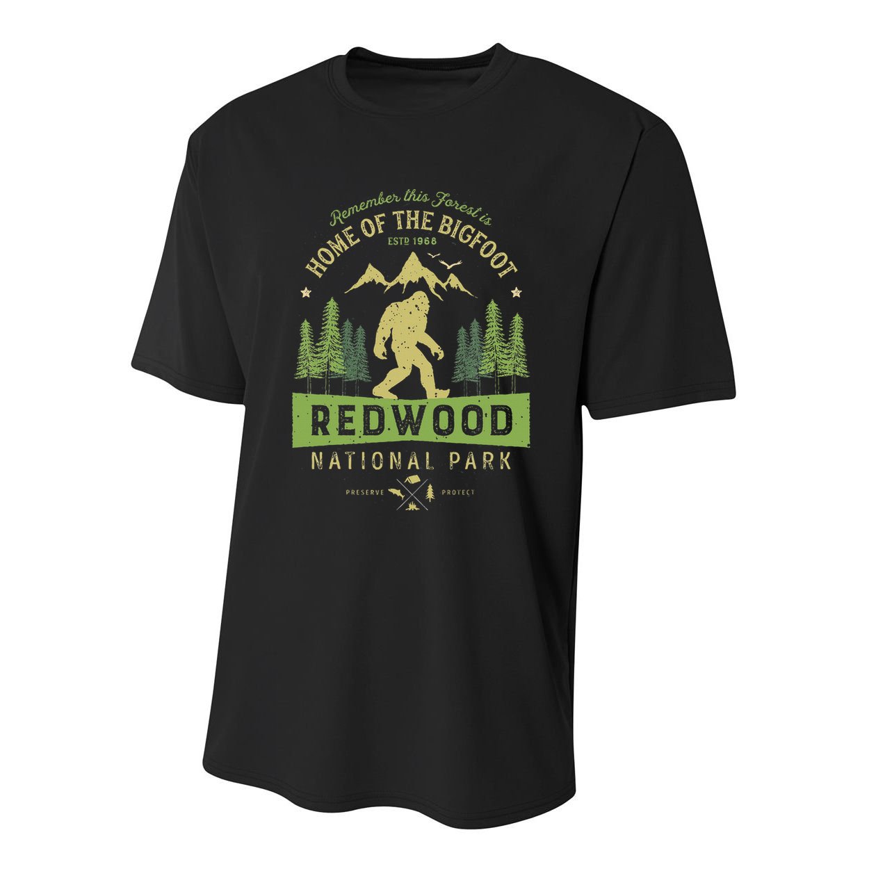 Redwood National Park Vintage California Bigfoot Youth Performance Sprint T-Shirt