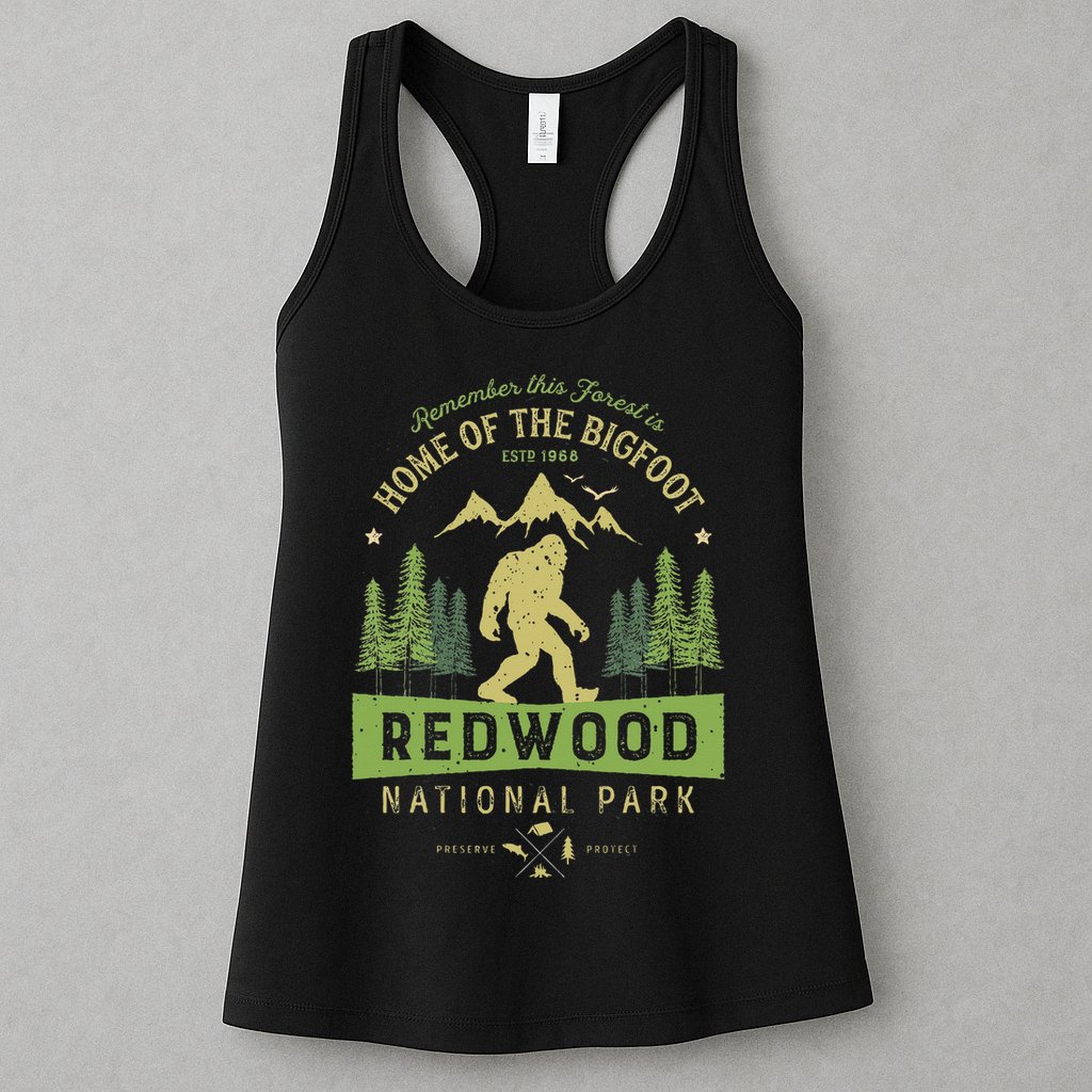 Redwood National Park Vintage California Bigfoot Womens Tank Top