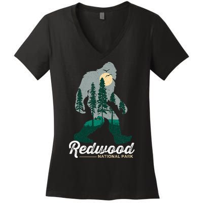 Redwood National Park Camping Bigfoot National Park Women's V-Neck T-Shirt