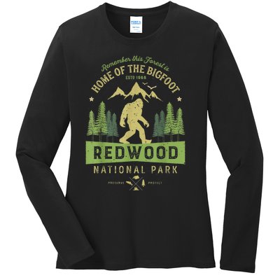 Redwood National Park Vintage California Bigfoot Ladies Long Sleeve Shirt