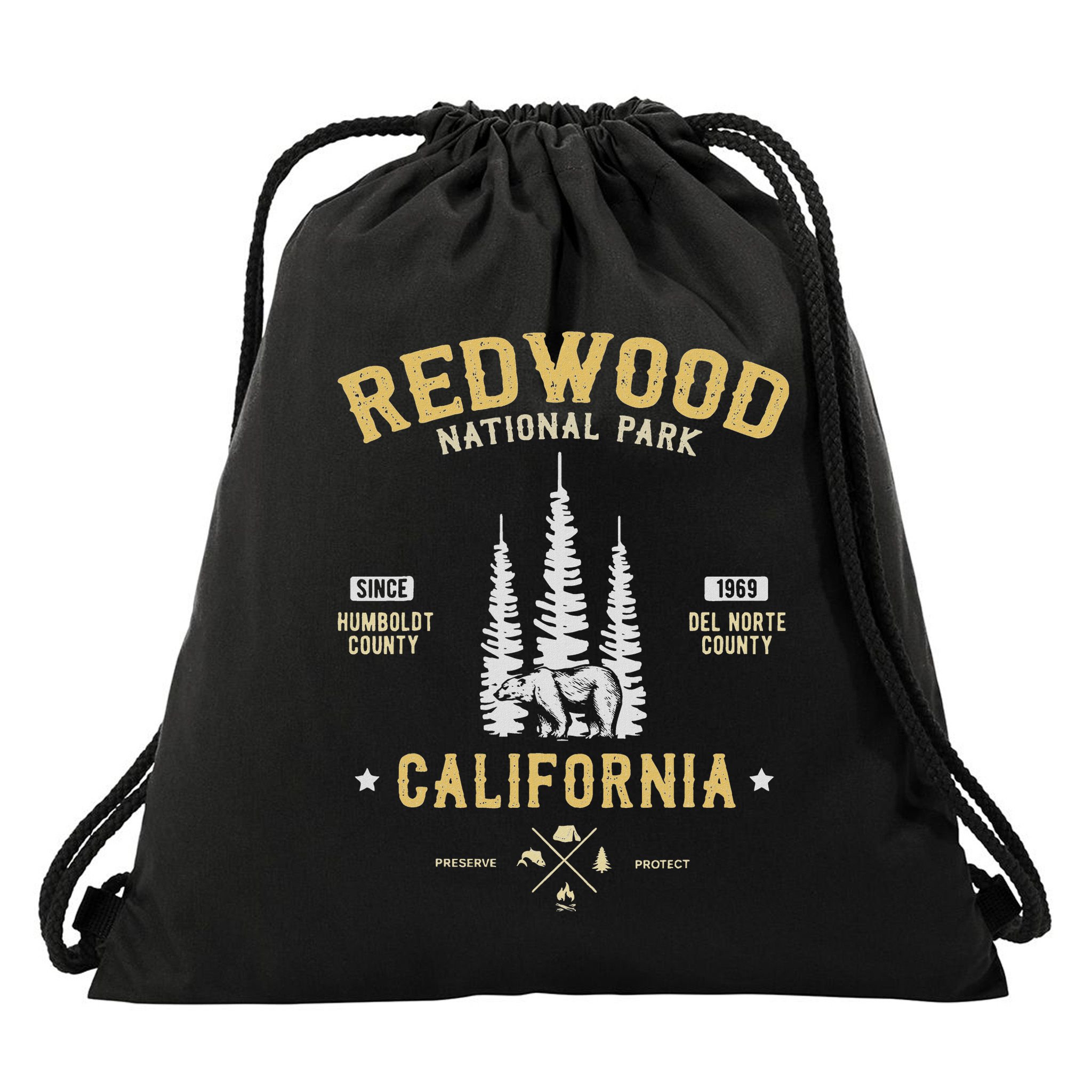 Redwood National Park  Redwood Forest Us Nationalpark Drawstring Bag