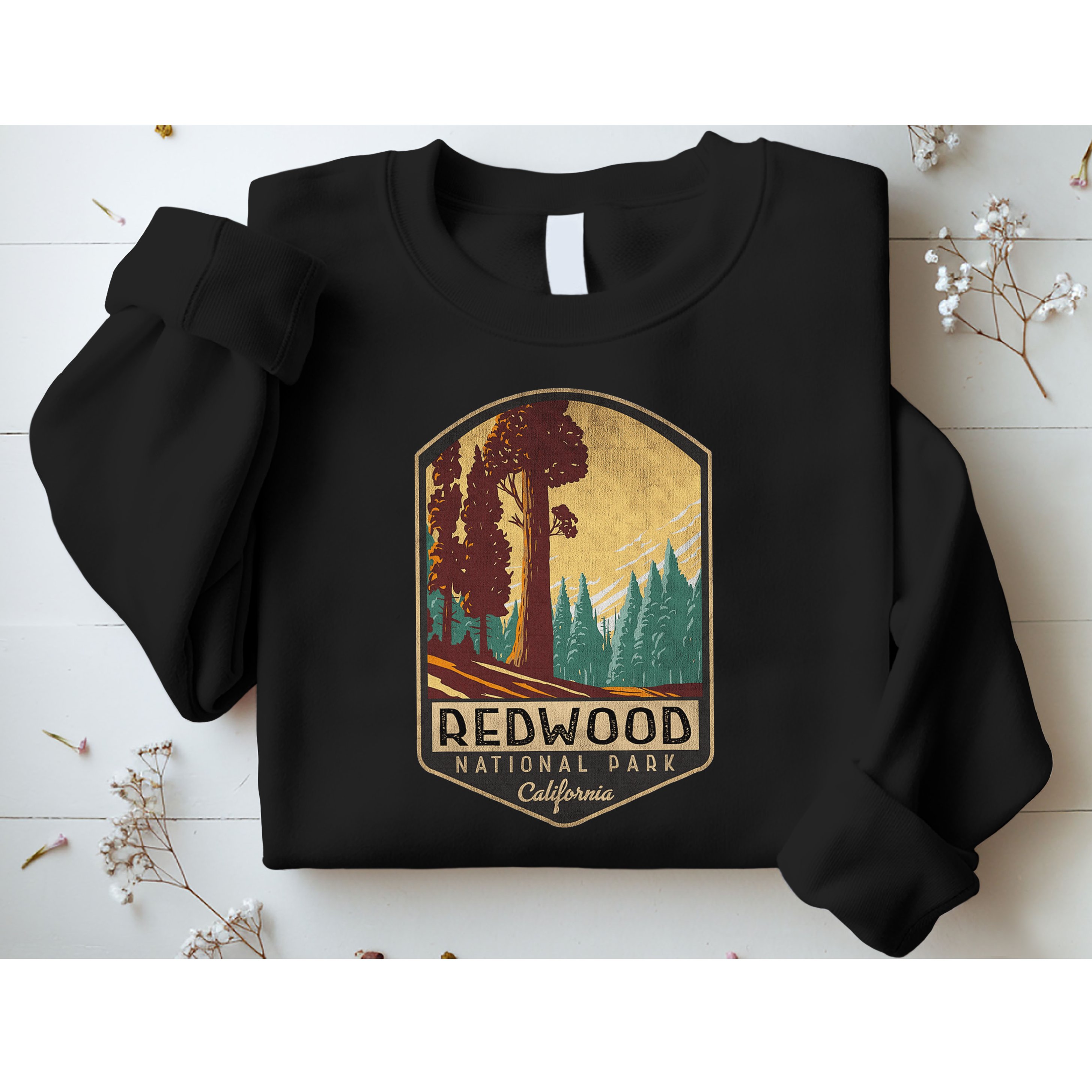 Redwood National Parks California Vintage Hiking Tree Nature Sweatshirt