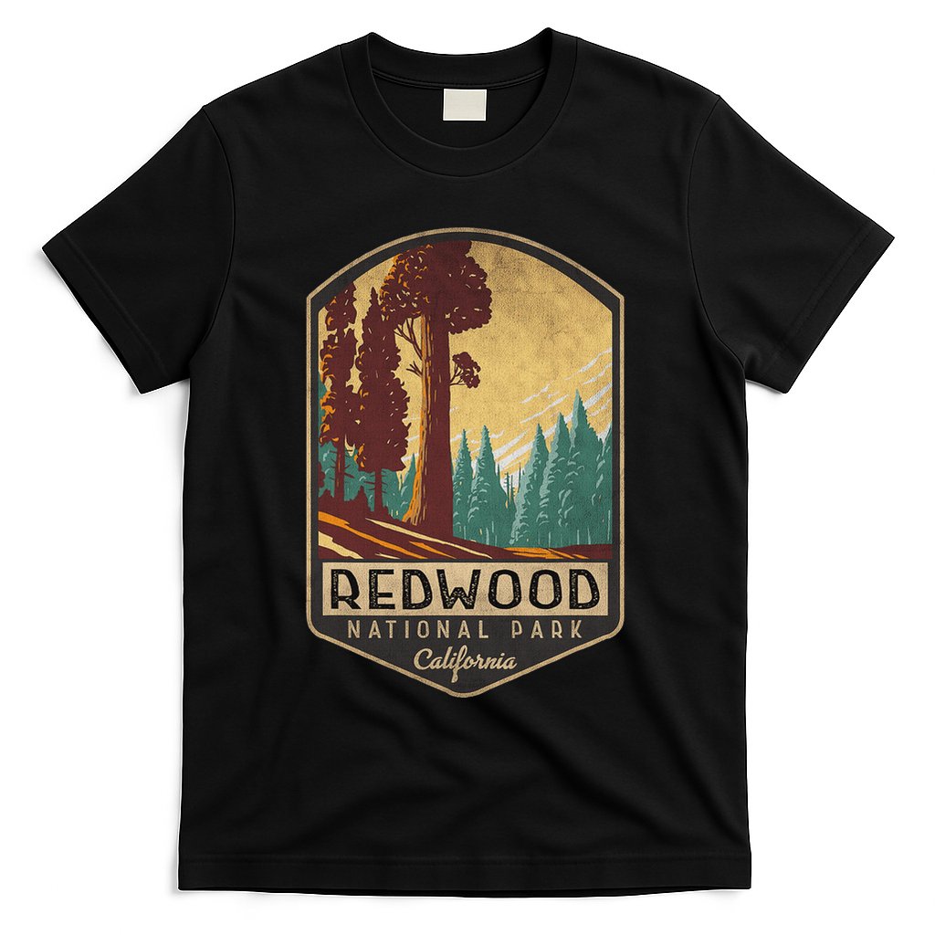 Redwood National Parks California Vintage Hiking Tree Nature T-Shirt