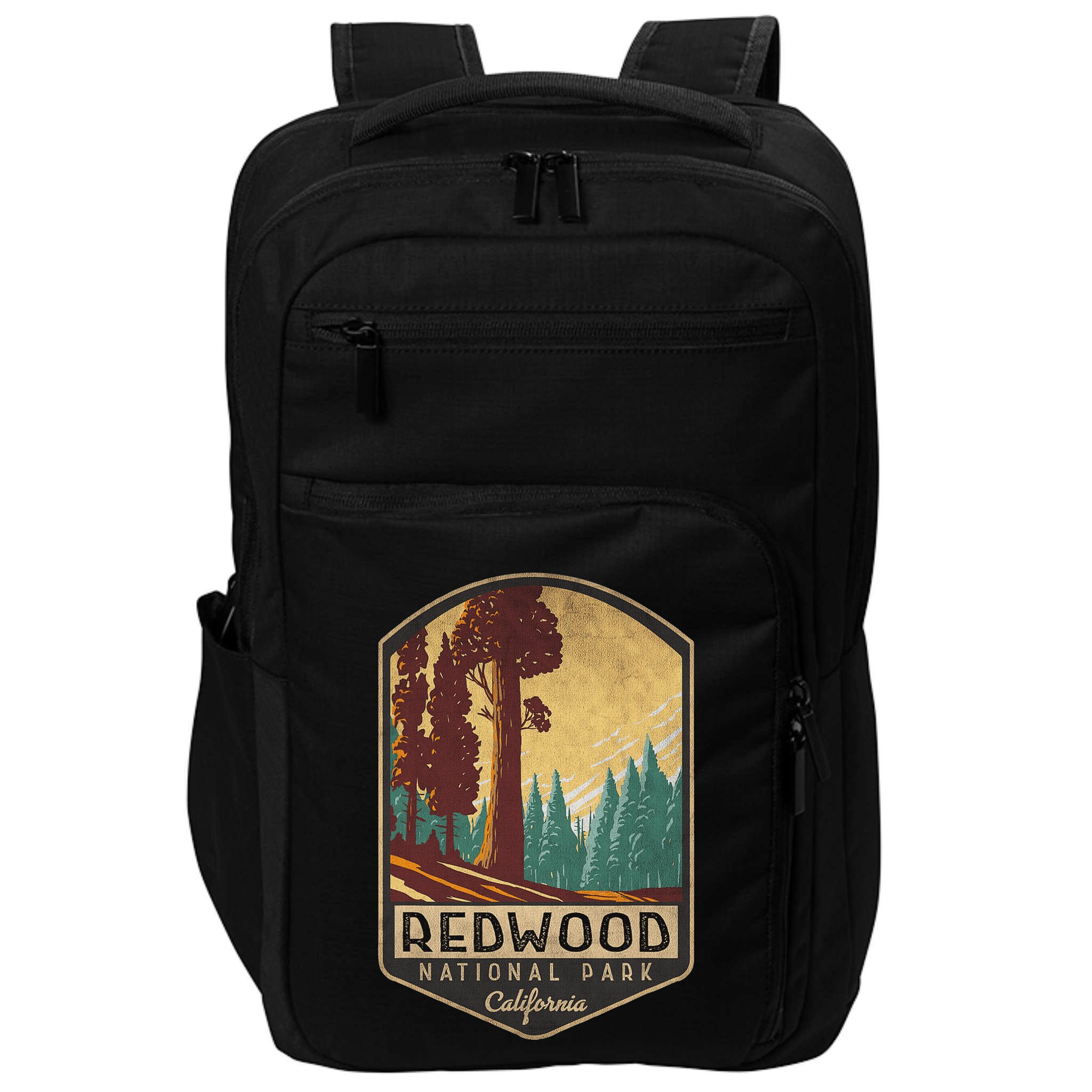 Redwood National Parks California Vintage Hiking Tree Nature Impact Tech Backpack