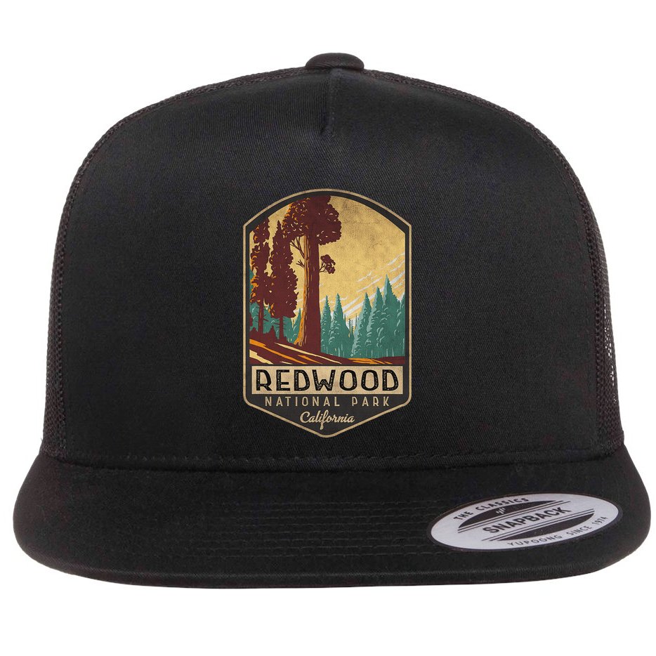 Redwood National Parks California Vintage Hiking Tree Nature Flat Bill Trucker Hat