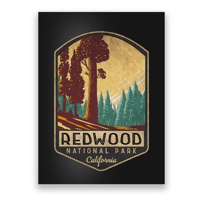Redwood National Parks California Vintage Hiking Tree Nature Poster