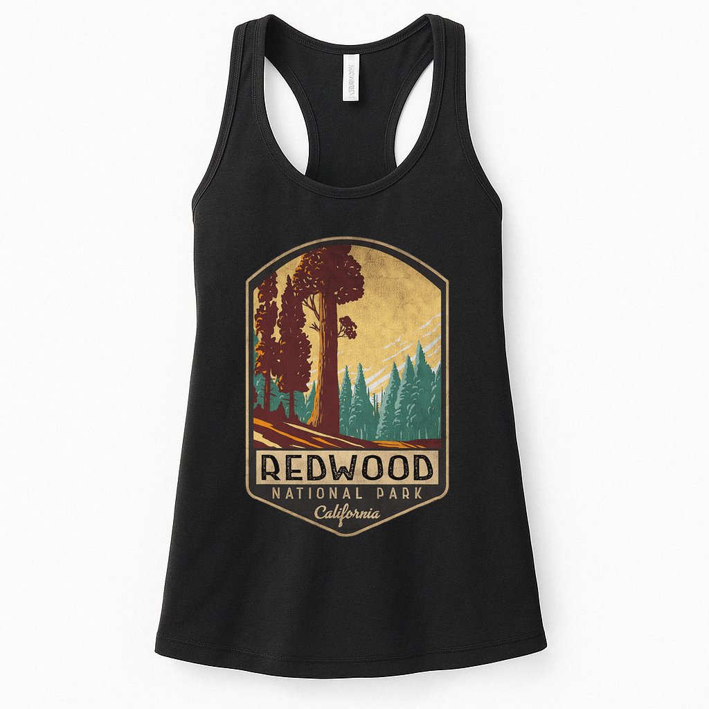 Redwood National Parks California Vintage Hiking Tree Nature Womens Tank Top