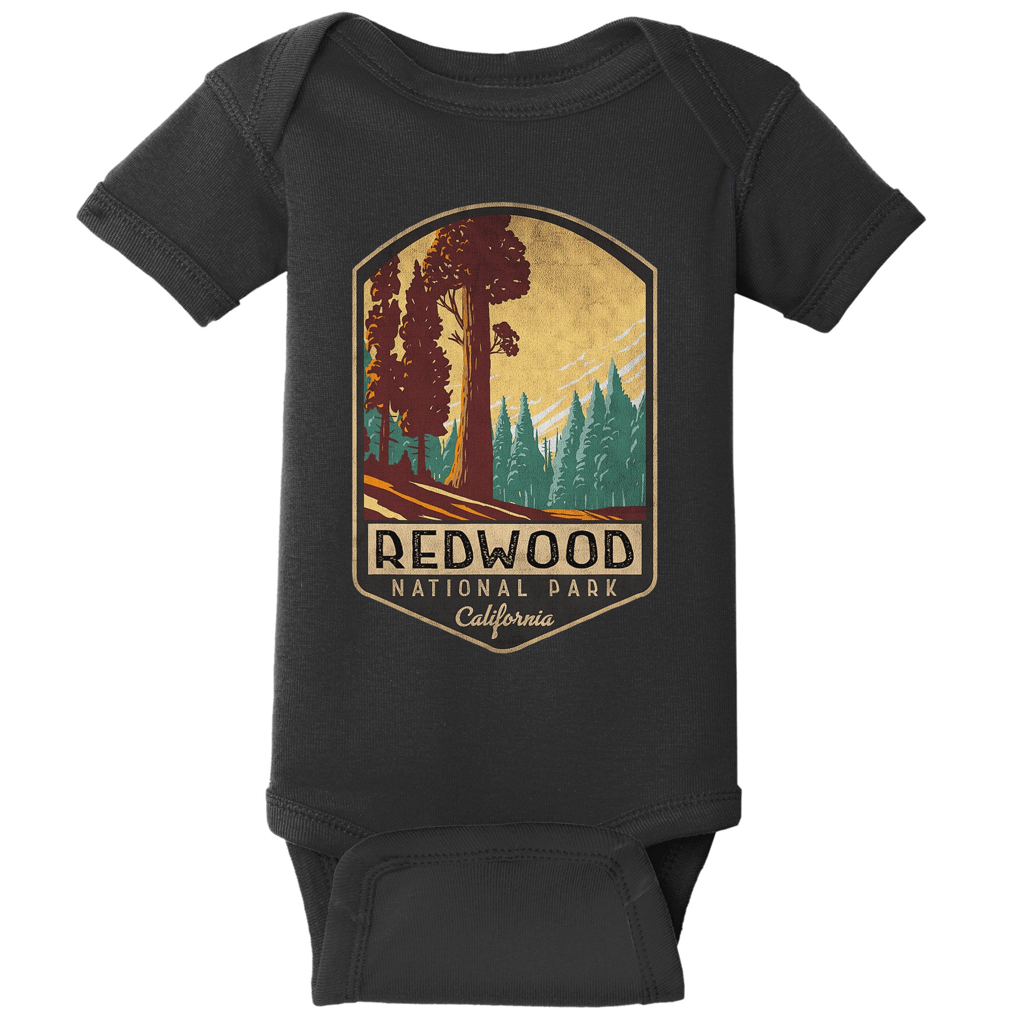 Redwood National Parks California Vintage Hiking Tree Nature Baby Bodysuit