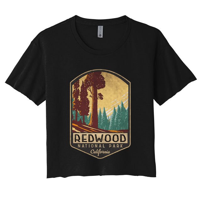 Redwood National Parks California Vintage Hiking Tree Nature Crop Top