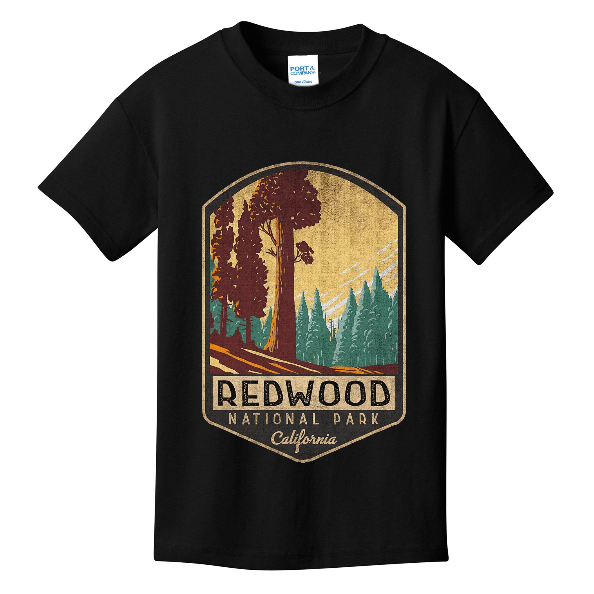 Redwood National Parks California Vintage Hiking Tree Nature Kids T-Shirt