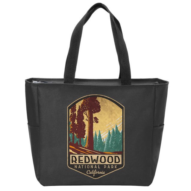 Redwood National Parks California Vintage Hiking Tree Nature Zip Tote Bag