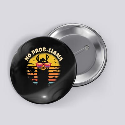 Retro No Prob Llama Gift Vintage Llama Alpaca Gift Idea Button