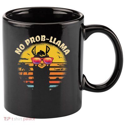 Retro No Prob Llama Gift Vintage Llama Alpaca Gift Idea 11oz C Handle Ceramic Mug
