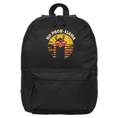 Retro No Prob Llama Gift Vintage Llama Alpaca Gift Idea 16 in Basic Backpack