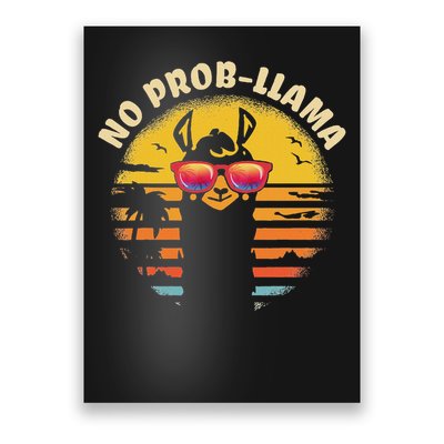 Retro No Prob Llama Gift Vintage Llama Alpaca Gift Idea Poster