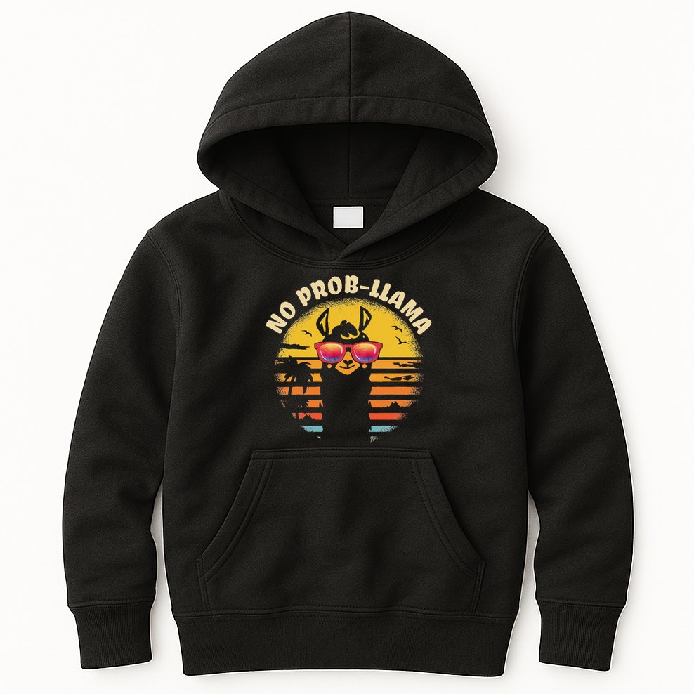 Retro No Prob Llama Gift Vintage Llama Alpaca Gift Idea Kids Hoodie