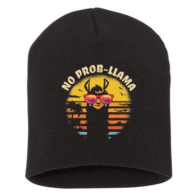Retro No Prob Llama Gift Vintage Llama Alpaca Gift Idea Short Acrylic Beanie