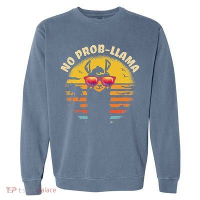 Retro No Prob Llama Gift Vintage Llama Alpaca Gift Idea Garment-Dyed Sweatshirt