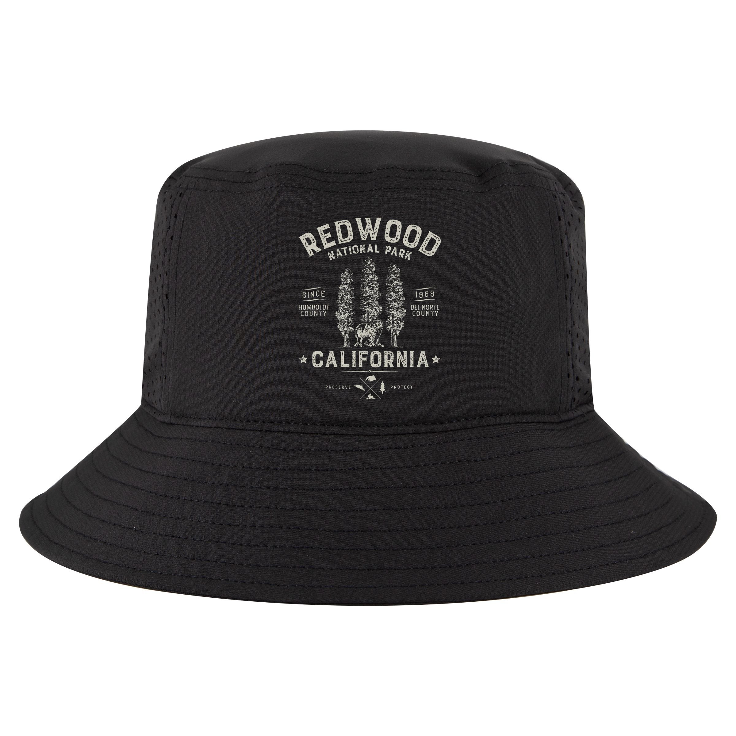 Redwood National Park Vintage California Bear Gifts Cool Comfort Performance Bucket Hat