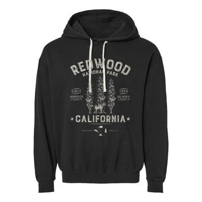 Redwood National Park Vintage California Bear Gifts Garment-Dyed Fleece Hoodie