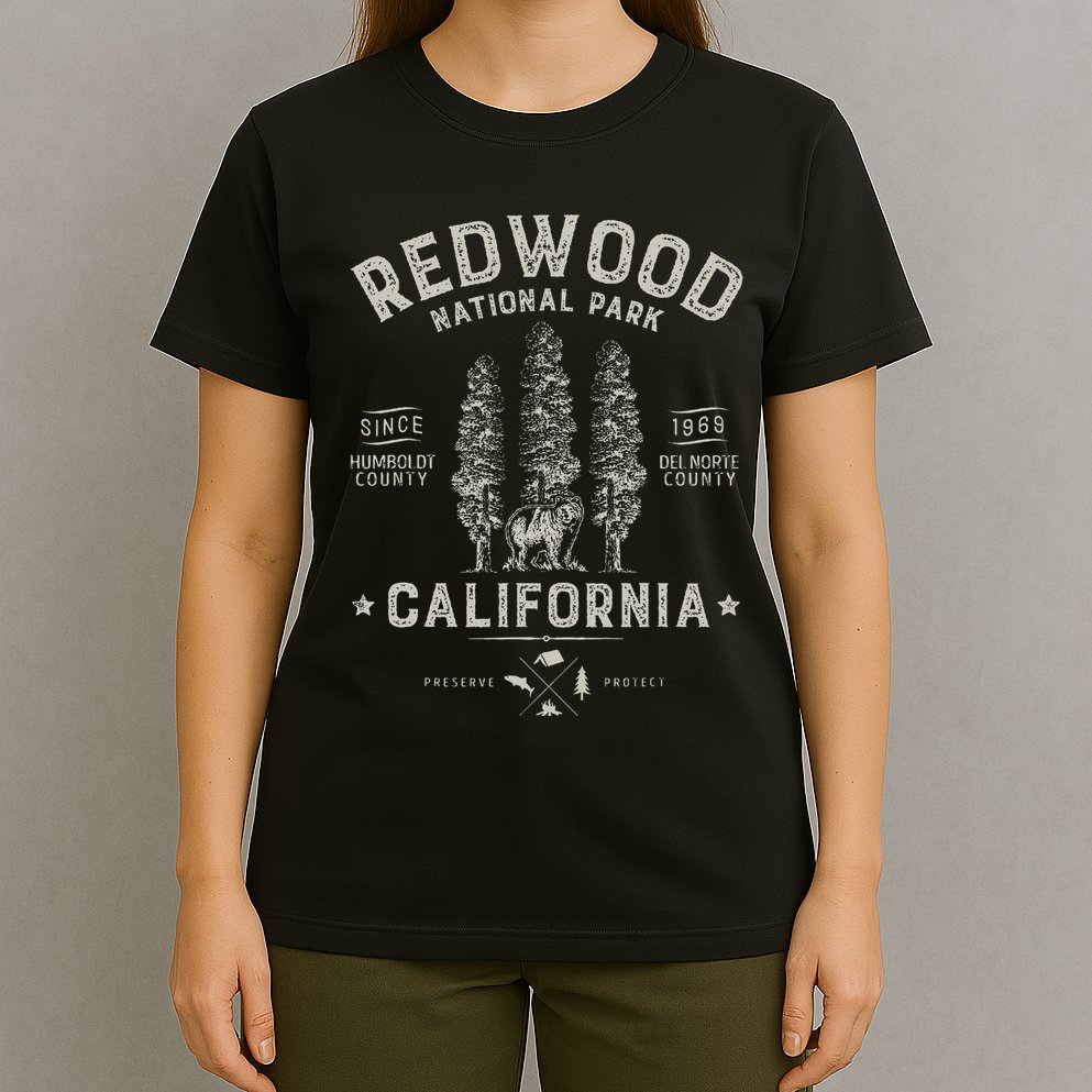 Redwood National Park Vintage California Bear Gifts T-Shirt