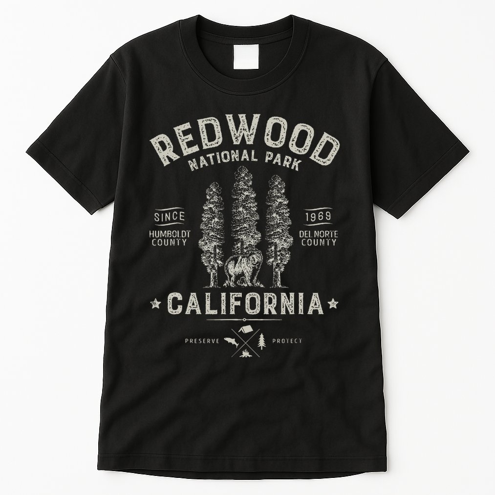 Redwood National Park Vintage California Bear Gifts Tall T-Shirt