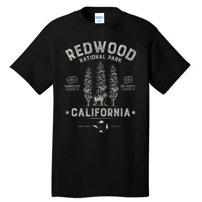 Redwood National Park Vintage California Bear Gifts Tall T-Shirt