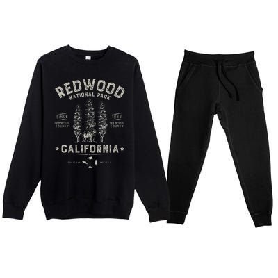 Redwood National Park Vintage California Bear Gifts Premium Crewneck Sweatsuit Set