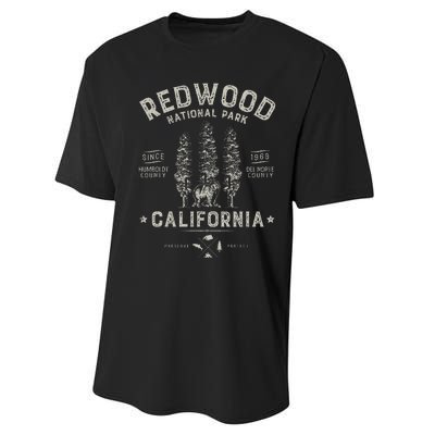 Redwood National Park Vintage California Bear Gifts Performance Sprint T-Shirt