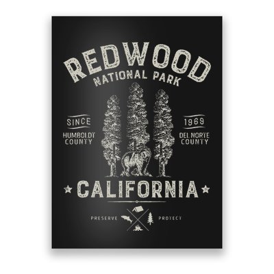 Redwood National Park Vintage California Bear Gifts Poster