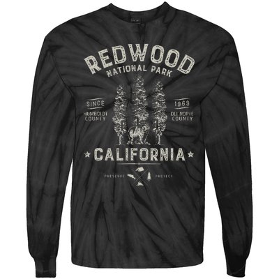 Redwood National Park Vintage California Bear Gifts Tie-Dye Long Sleeve Shirt