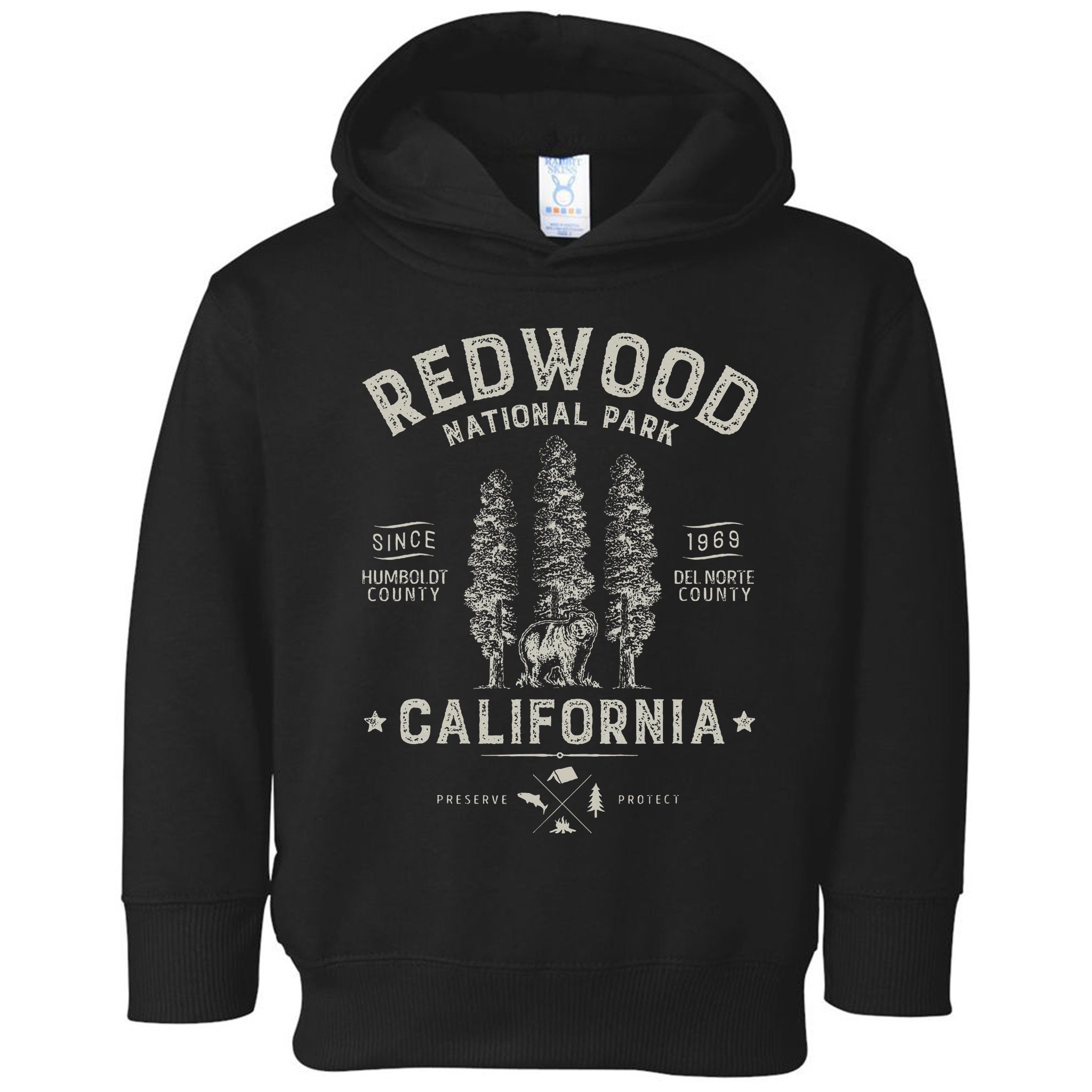 Redwood National Park Vintage California Bear Gifts Toddler Hoodie