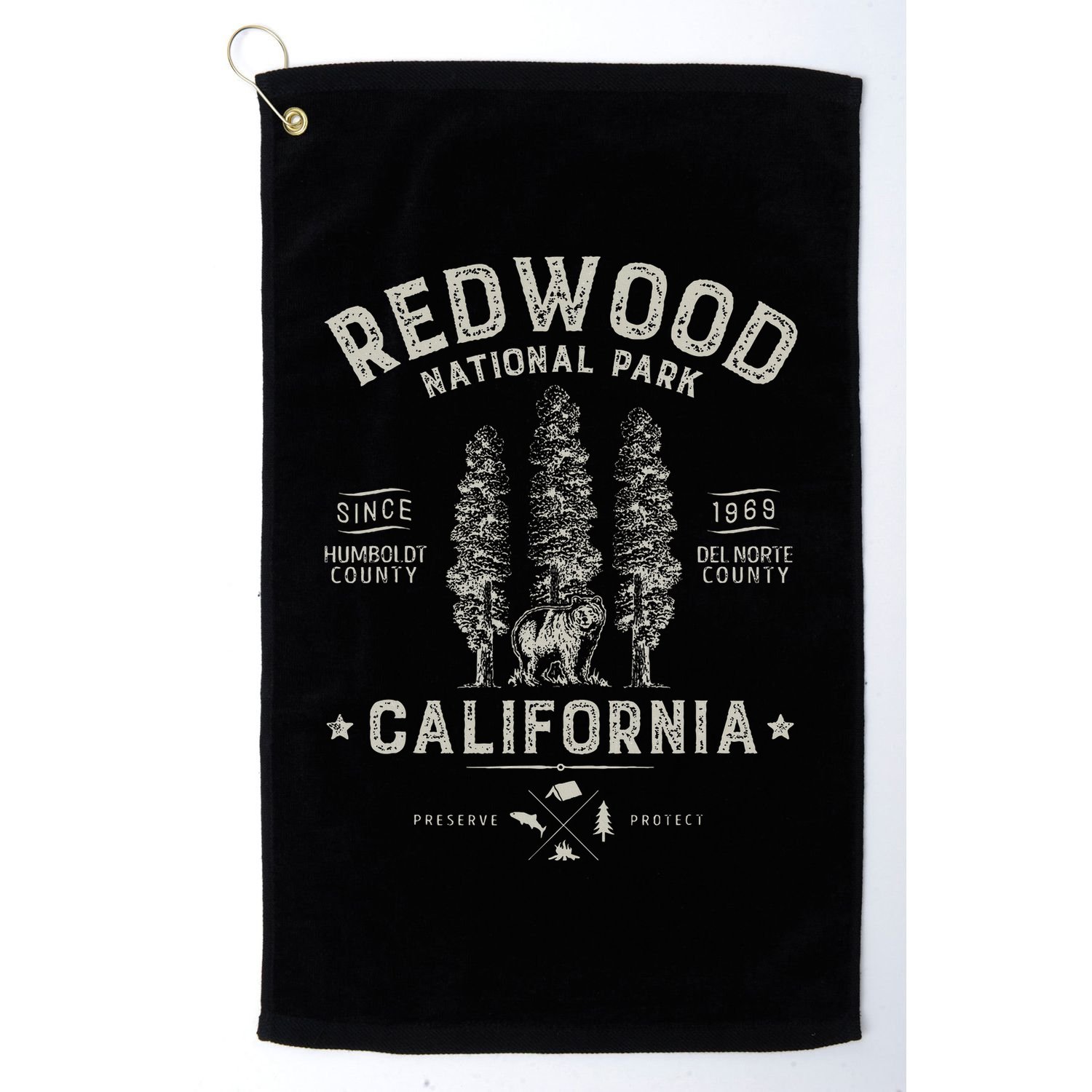 Redwood National Park Vintage California Bear Gifts Golf Towel