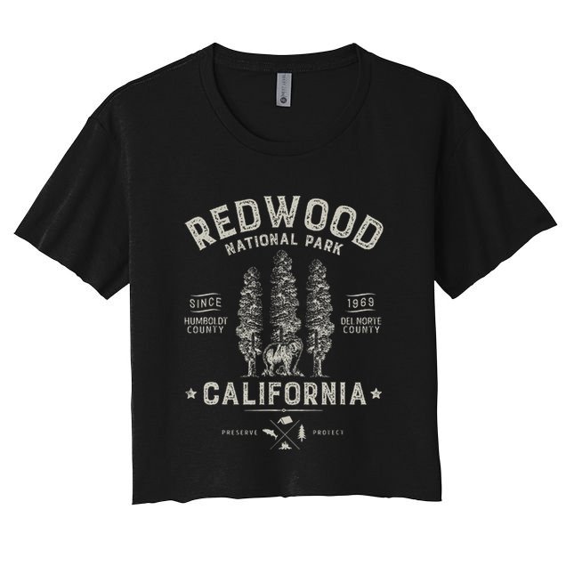 Redwood National Park Vintage California Bear Gifts Crop Top