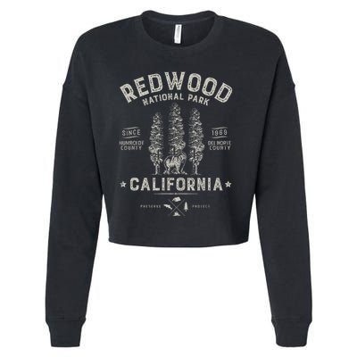 Redwood National Park Vintage California Bear Gifts Cropped Pullover Crew