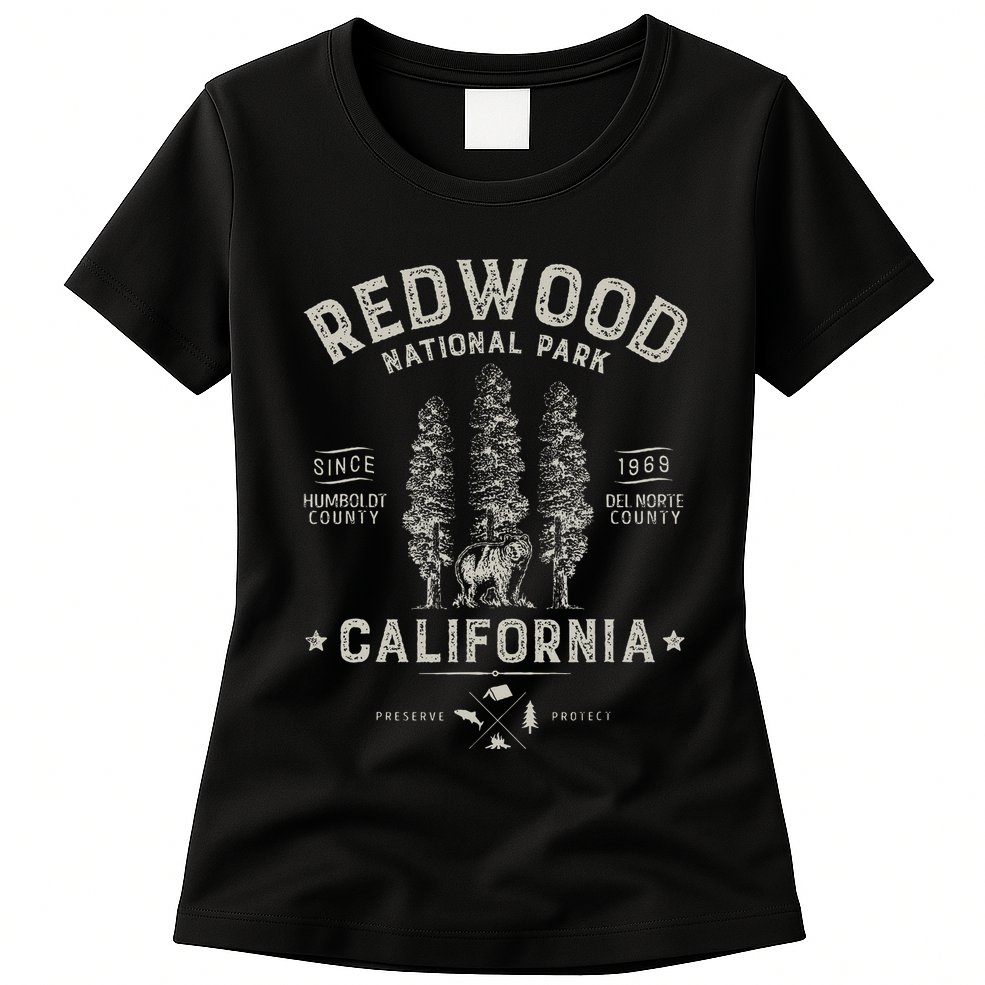 Redwood National Park Vintage California Bear Gifts Womens T-Shirt