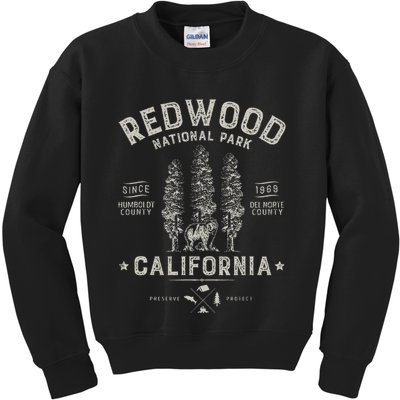 Redwood National Park Vintage California Bear Gifts Kids Sweatshirt