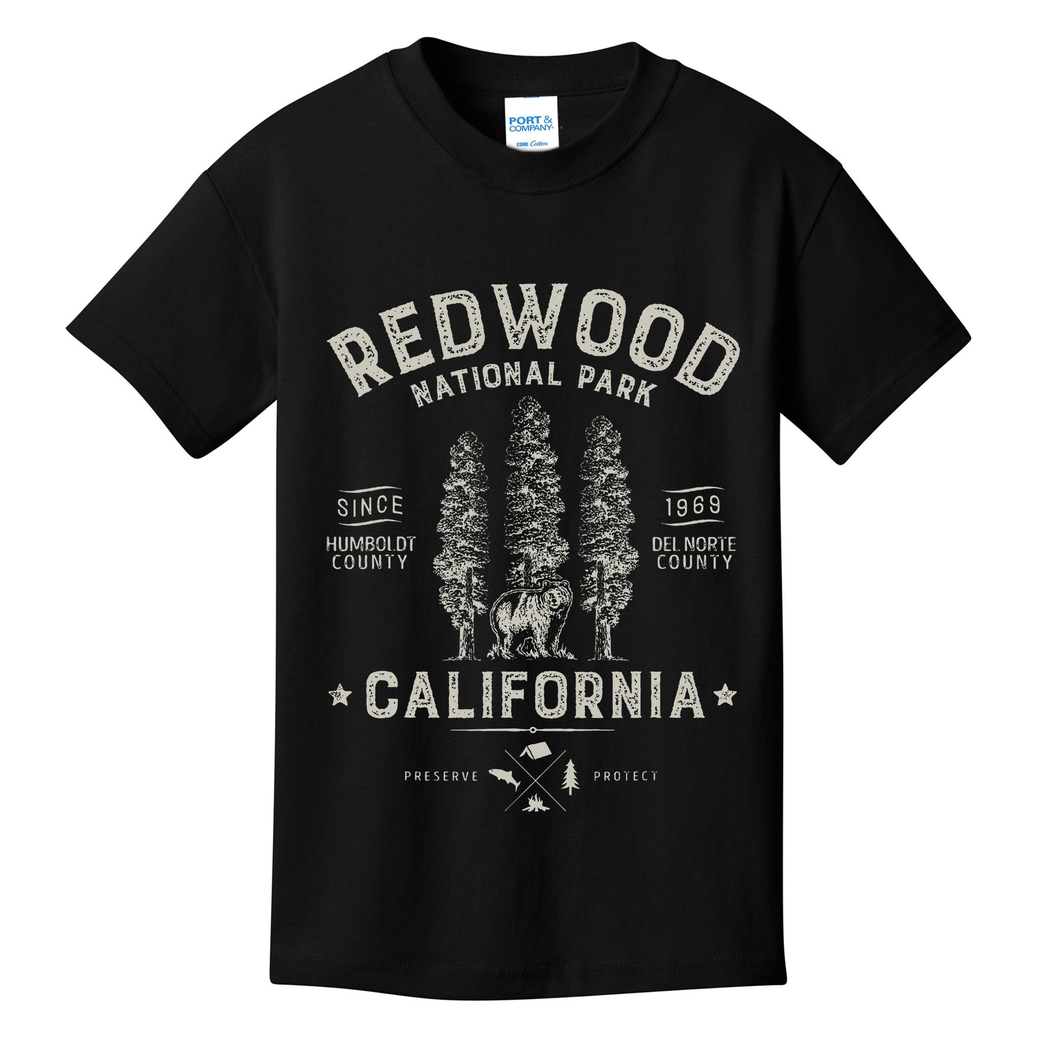 Redwood National Park Vintage California Bear Gifts Kids T-Shirt