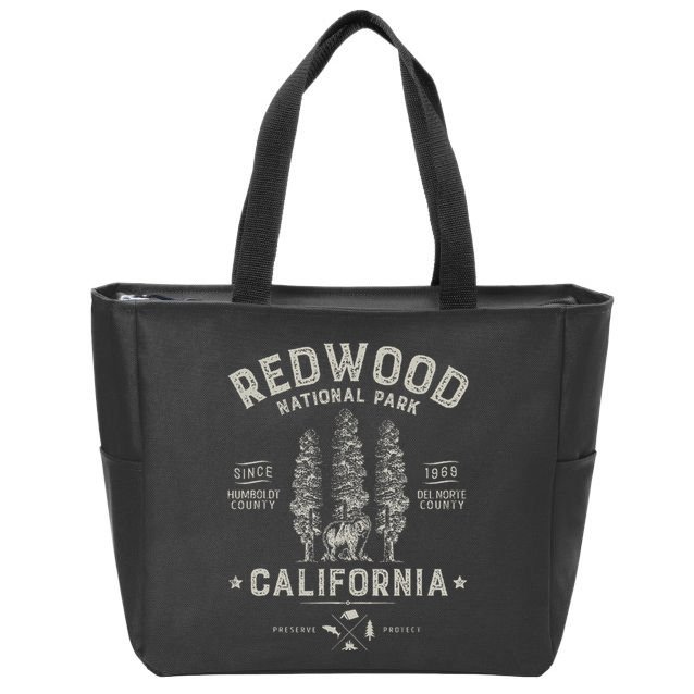 Redwood National Park Vintage California Bear Gifts Zip Tote Bag