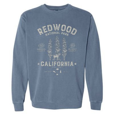 Redwood National Park Vintage California Bear Gifts Garment-Dyed Sweatshirt