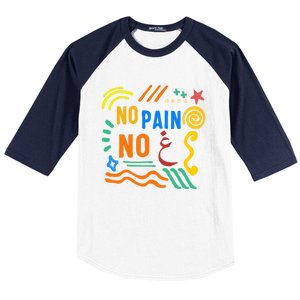 Ramadan No Pain No Gain Adult Muslim Arabic Letters Gym Love Gift Baseball Sleeve Shirt