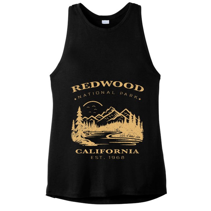 Redwood National Park Hiking Camping Ladies PosiCharge Tri-Blend Wicking Tank