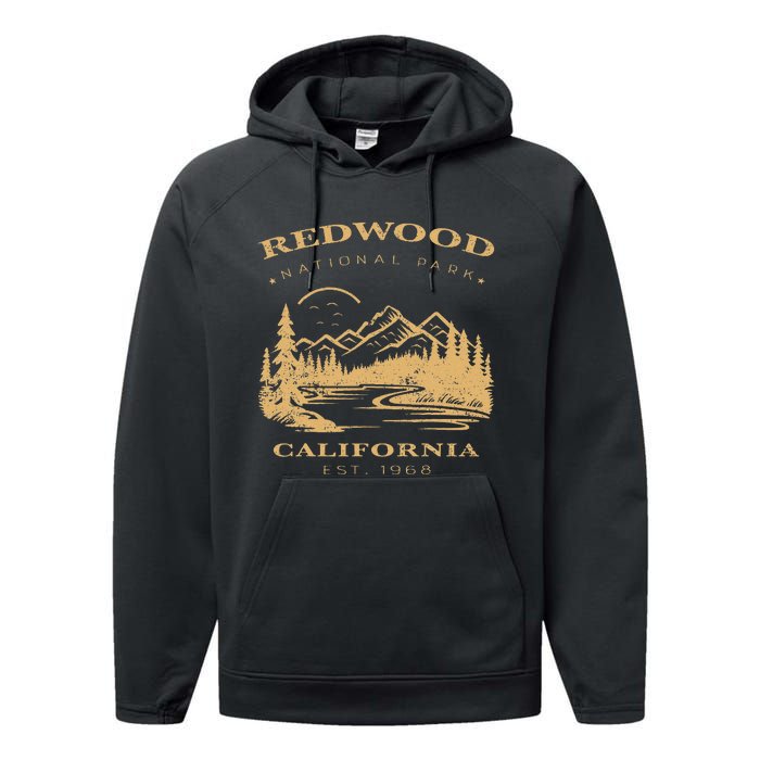 Redwood National Park Hiking Camping Performance Fleece Hoodie