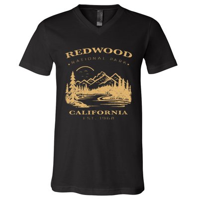 Redwood National Park Hiking Camping V-Neck T-Shirt