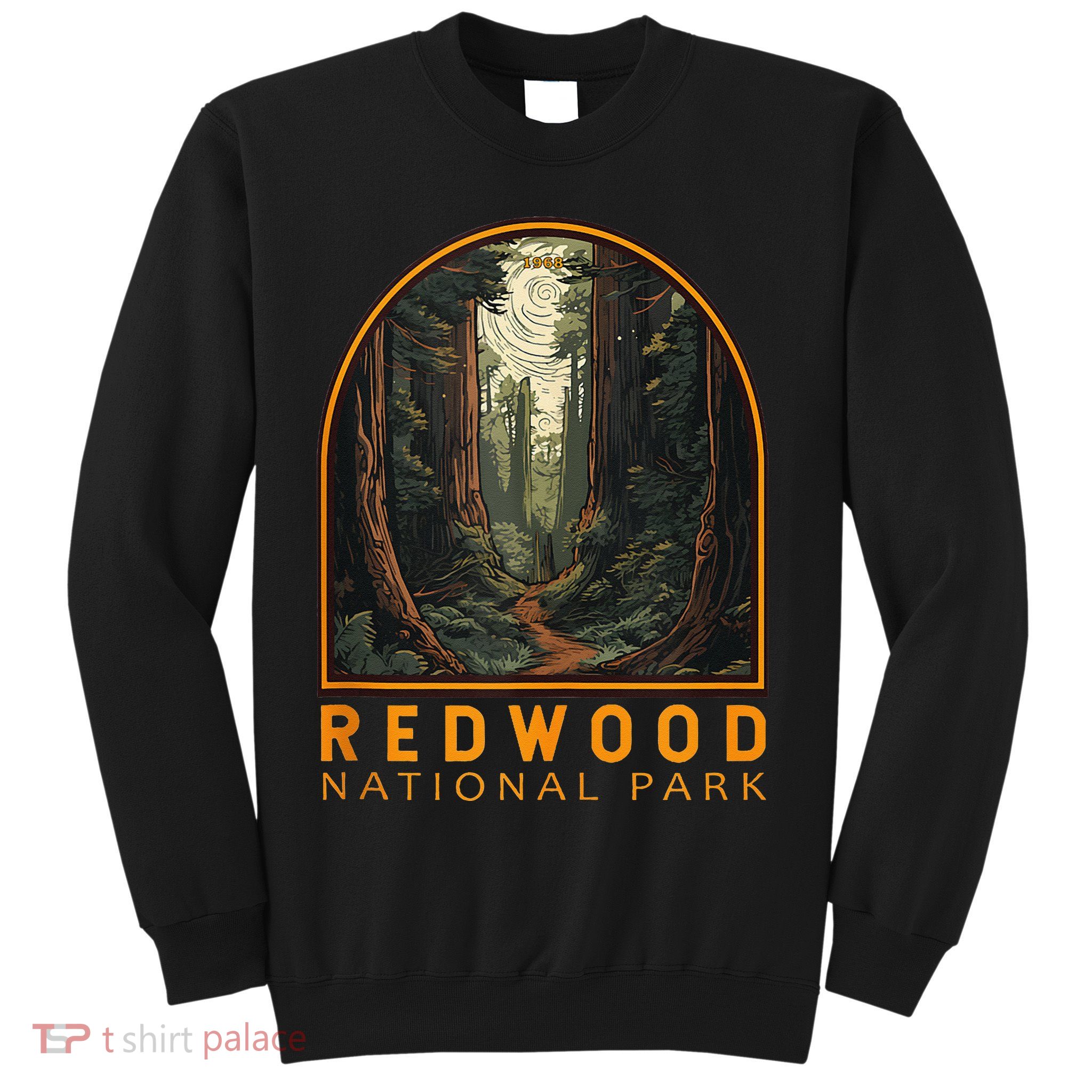 Redwood National Park Illustration Trail Emblem  Sweatshirt