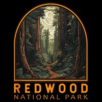 Redwood National Park Illustration Trail Emblem  Button