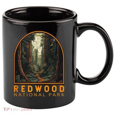 Redwood National Park Illustration Trail Emblem  11oz C Handle Ceramic Mug